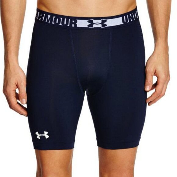 Under Armour Men’s HeatGear Sonic Compression Shorts Navy Blue White Size Medium - Picture 3 of 14